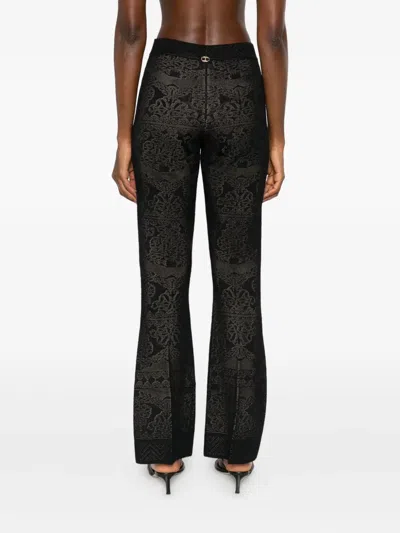 Twinset Damask-pattern Trousers In Black