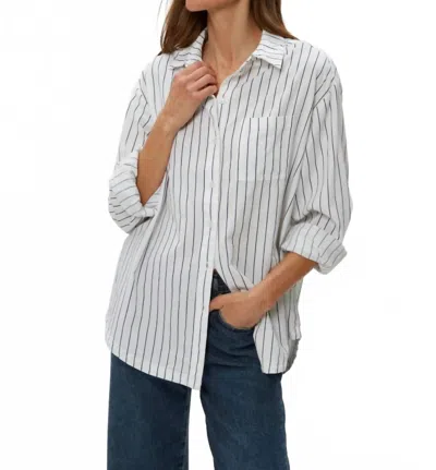 Michael Stars Beau Button Down Shirt In Navy In White