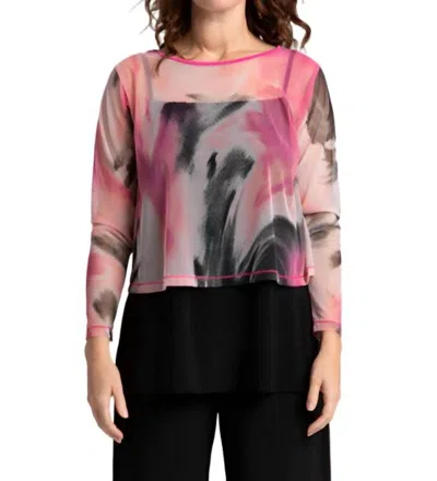 Sympli Mesh Go To Cropped T Top In Marble Print In Multi