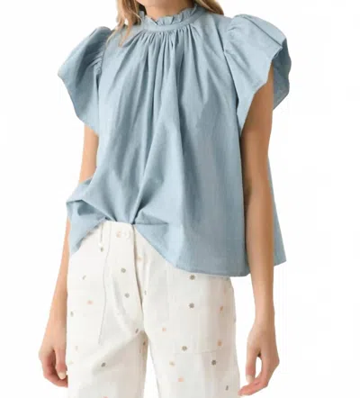 Trovata Birds Of Paradis Carla Top In Chambray In Blue