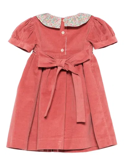 Mariella Ferrari Floral-collar Corduroy Dress In Orange