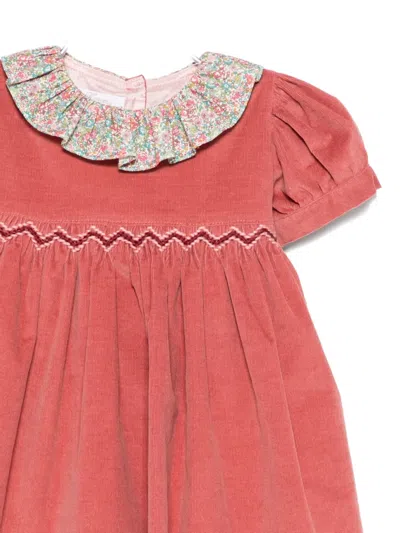 Mariella Ferrari Floral-collar Corduroy Dress In Orange