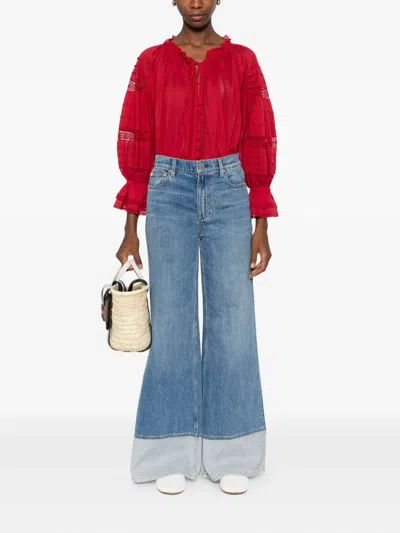 Alice And Olivia Wilson Reversed Seam Wide-leg Jeans In Blue