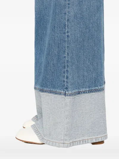 Alice And Olivia Wilson Reversed Seam Wide-leg Jeans In Blue