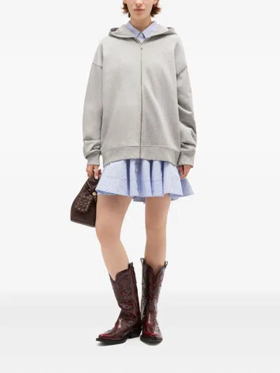 Ganni Womens Isoli Teddy Oversized Zip Hoodie In Gray