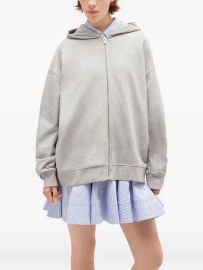 Ganni Womens Isoli Teddy Oversized Zip Hoodie In Gray