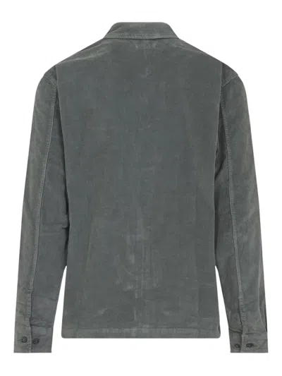 C.p. Company Structured Grey Jacket With Button-up Front And Signature Lens Detail In Gray