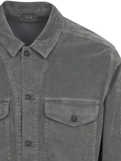 C.p. Company Structured Grey Jacket With Button-up Front And Signature Lens Detail In Gray
