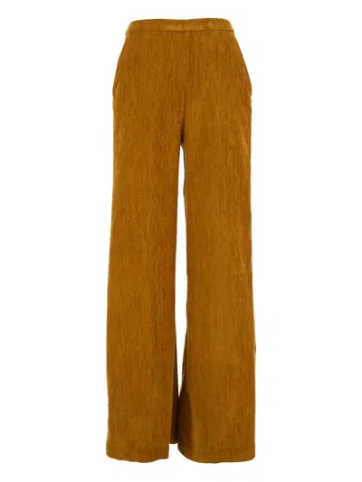 Forte Forte Double Velvet High Waist Pants In Brown
