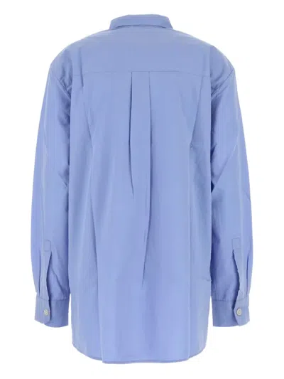 Tekla Cerulean Blue Poplin Oversize Pyjama Shirt In Blue