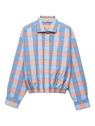 Prada Checked Poplin Shirt In Multi