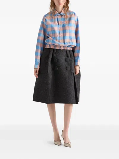 Prada Checked Poplin Shirt In Multi