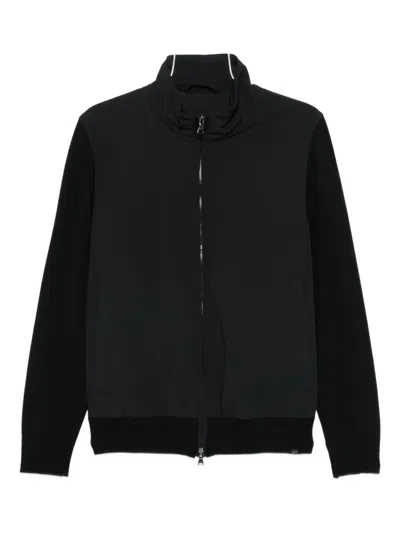 Paul & Shark Wool-paneled Zip-up Jacket In Black
