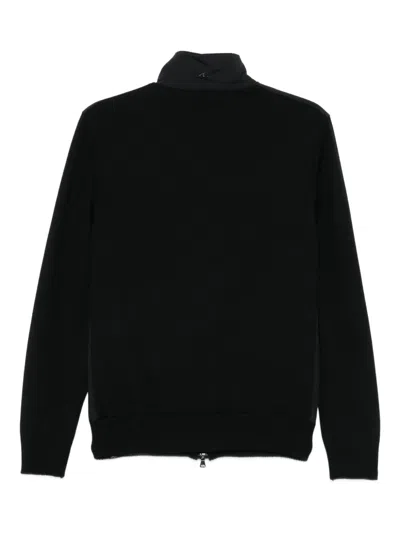 Paul & Shark Wool-paneled Zip-up Jacket In Black