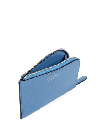 Smythson Small Panama Zip-around Pouch In Blue