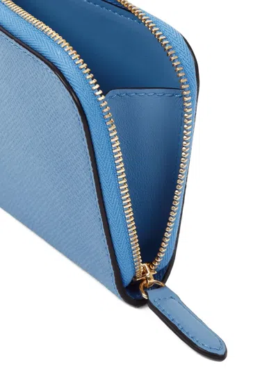 Smythson Small Panama Zip-around Pouch In Blue