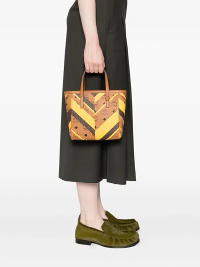 Mcm Studded Toni Top-zip Shopper In Mega Herringbone Visetos In Multi