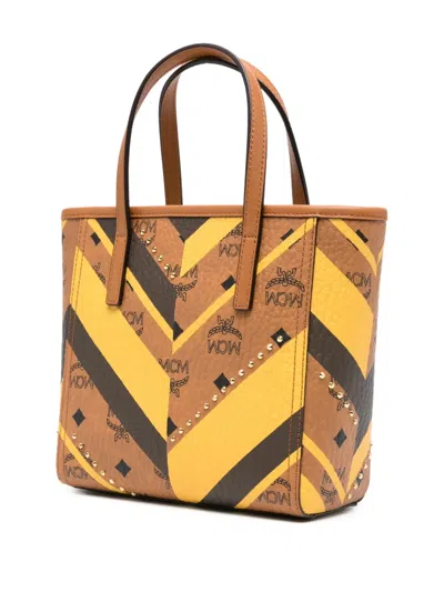 Mcm Studded Toni Top-zip Shopper In Mega Herringbone Visetos In Multi