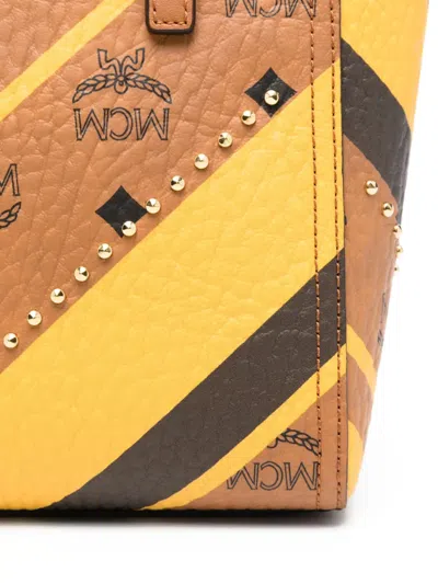 Mcm Studded Toni Top-zip Shopper In Mega Herringbone Visetos In Multi