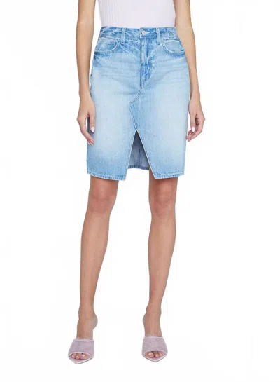 L'agence Denim Skirt Knee Length In Palisade Denim In Blue