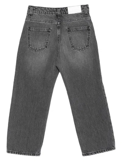 Msgm Kids Jeans With Embroidered Logo In Black