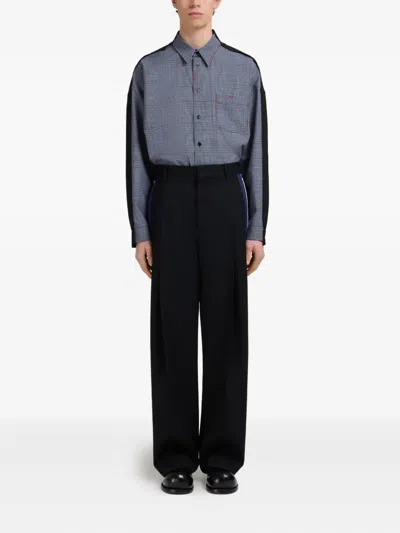 Marni Navy Cropped Drawstring Trousers In Black