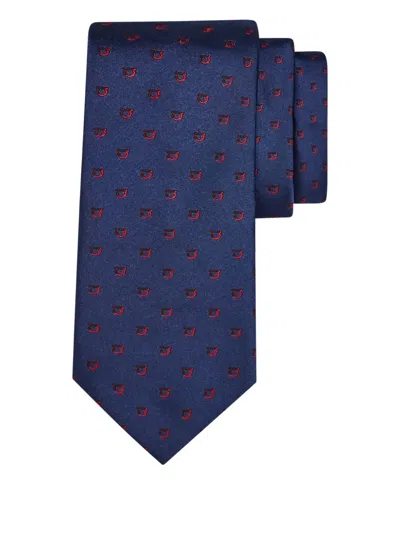 Ferragamo Two-tone Gancini Jacquard Alaska Silk Tie In Blue