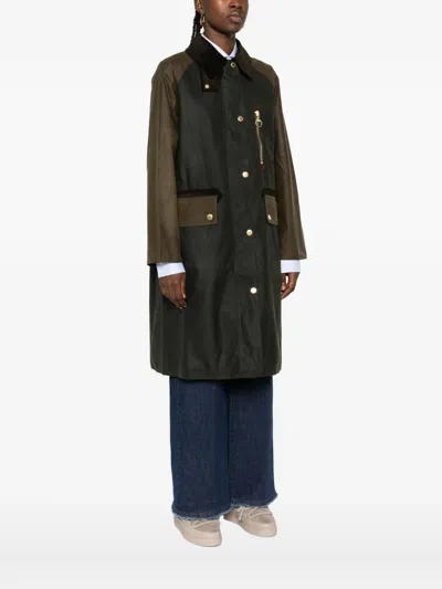Barbour Raglan-sleeve Buttoned Coat In Green
