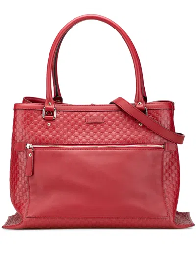 Pre-owned Gucci 2000-2015 Large Microssima Satchel In Red
