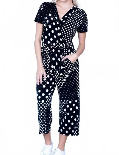 Artex Polka Dot Jumpsuit In Black And White In Black