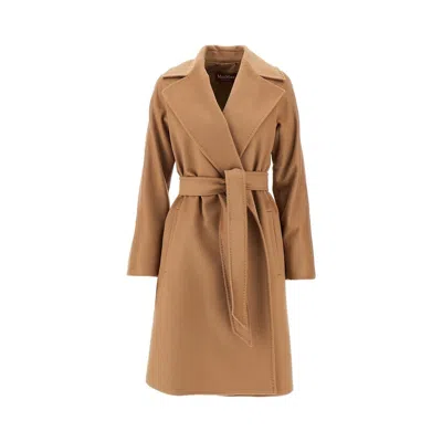 Max Mara L Drap Wrap Coat In Neutral