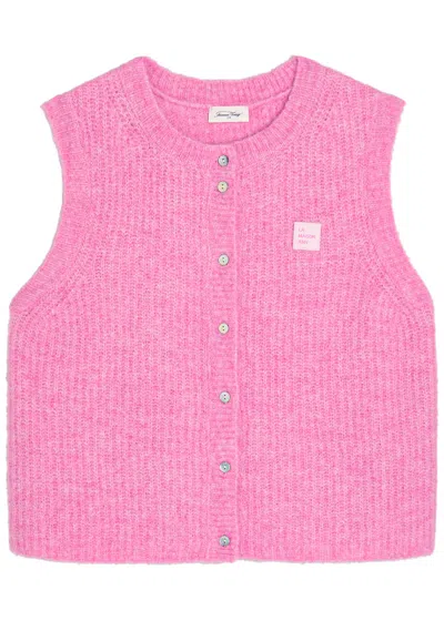 American Vintage East Sleeveless Buttoned Cardigan In Pink