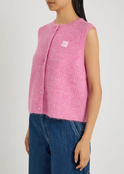 American Vintage East Sleeveless Buttoned Cardigan In Pink