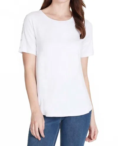 Multiples Button Detail T-shirt In White In White