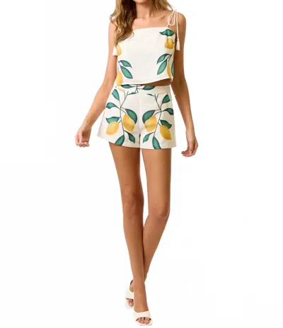 Blue Blush Lemon Set In Ivory In White