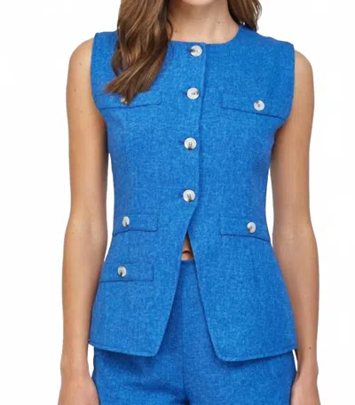 Fate By Lfd Button Up Trend Vest In Cobalt In Blue