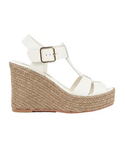 Paloma Barceló 100mm Alison Leather Wedge Sandals In White