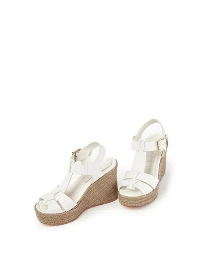 Paloma Barceló 100mm Alison Leather Wedge Sandals In White