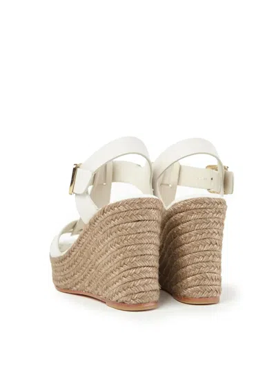 Paloma Barceló 100mm Alison Leather Wedge Sandals In White