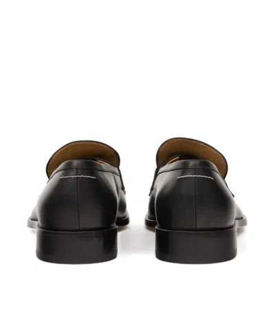 Mm6 Maison Margiela Split-toe Loafers In Black Calf Leather In Black