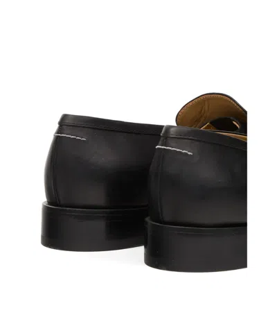 Mm6 Maison Margiela Split-toe Loafers In Black Calf Leather In Black