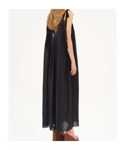 Chloé Lace-trimmed Organic Silk Charmeuse Maxi Dress In Black