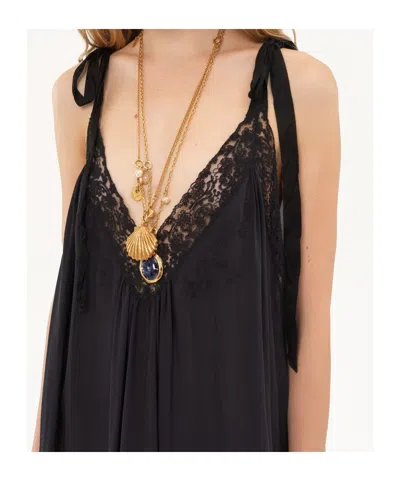 Chloé Lace-trimmed Organic Silk Charmeuse Maxi Dress In Black