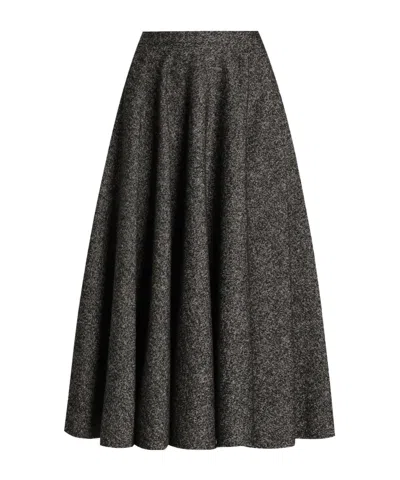 Dolce & Gabbana Midi Circle Skirt In A Dotted Wool Blend Dolce E Gabbana In Gray
