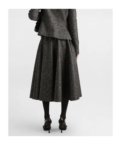 Dolce & Gabbana Midi Circle Skirt In A Dotted Wool Blend Dolce E Gabbana In Gray