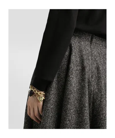 Dolce & Gabbana Midi Circle Skirt In A Dotted Wool Blend Dolce E Gabbana In Gray