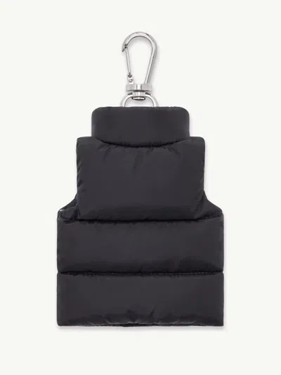 Moncler Quilted Keychain Featuring Button Detailing In Metallic