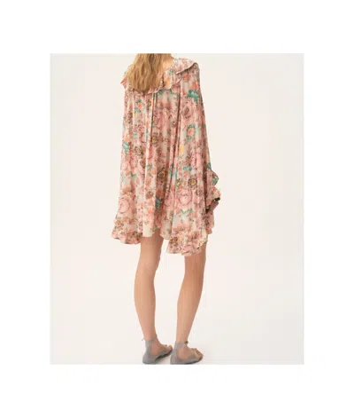 Chloé Bouquet-printed Organic Silk Crepe De Chine Mini Cape Dress In Multi