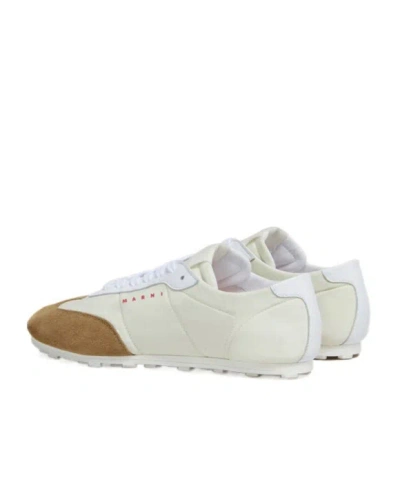 Marni Softy Soccer Suede-detail Leather Sneakers In White