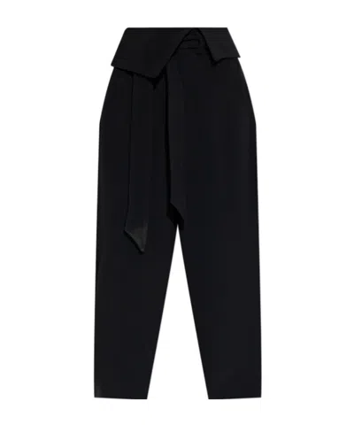 Attico Wrap-effect Belted Trousers In Black